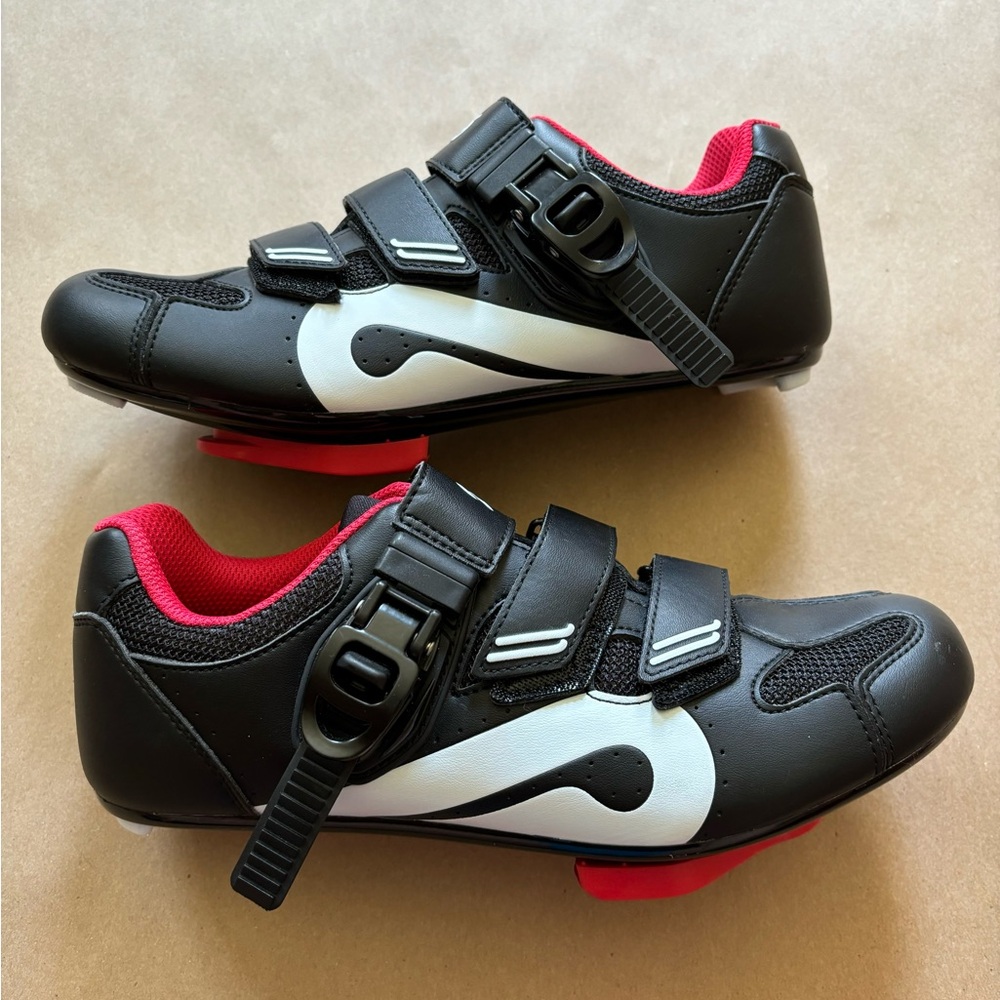 Peloton Black White and Red Cycling Shoes